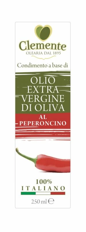 Olio Extravergine 100% Italiano Aromatizzato al Peperoncino - Etichetta Fronte